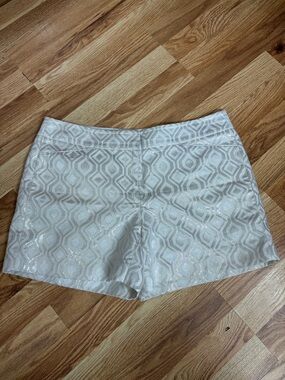 White House Black Market metallic gold and cream shorts size 10